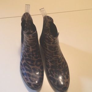 JCrew Leopard Print Rain Booties. Size 8.5